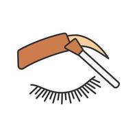 Eyebrows tinting color icon. Eyebrows brush. Henna brow tattoo. Brows shaping by dyeing. Pigment application. Isolated vector illustration