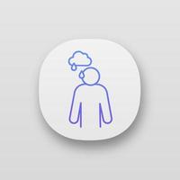 Sadness app icon. UI UX user interface. Bad mood. Depression and fatigue. Apathy. Stress symptom. Web or mobile application. Vector isolated illustration