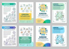 Green technology brochure layout. Clean energy. Flyer, booklet, leaflet print design with linear illustrations. Conservation. Vector page layouts for magazines, annual reports, advertising posters