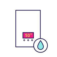 Electric water heater color icon. Heating water. Home boiler. Isolated vector illustration