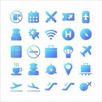 Aviation icon set vector gradient for website, mobile app, presentation, social media.