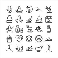Yoga icon set vector line for website, mobile app, presentation, social media.