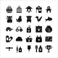 conjunto de iconos de tienda de mascotas sólido vectorial para sitio web, aplicación móvil, presentación, redes sociales. vector