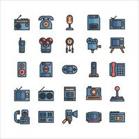 Retro Tech icon set vector flat line for website, mobile app, presentation, social media.