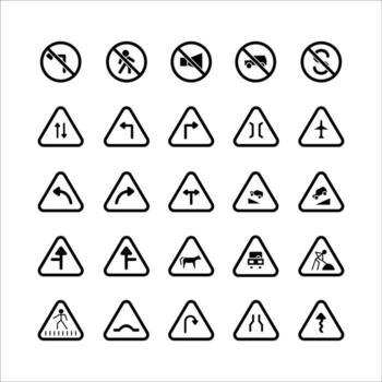 Traffic Signs icon set vector solid for website, mobile app, presentation, social media.