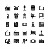 conjunto de iconos de tecnología retro vector sólido para sitio web, aplicación móvil, presentación, redes sociales.