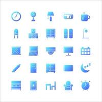 Bedroom icon set vector gradient for website, mobile app, presentation, social media.