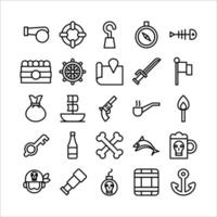 Pirates icon set vector line for website, mobile app, presentation, social media.