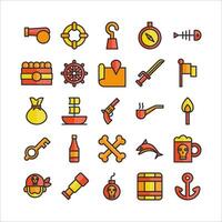 Pirates icon set vector flat line for website, mobile app, presentation, social media.