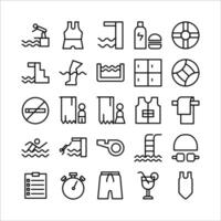 Swimming icon set vector line for website, mobile app, presentation, social media.