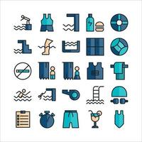 Swimming icon set vector flat line for website, mobile app, presentation, social media.