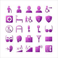 Disability icon set vector gradient for website, mobile app, presentation, social media.