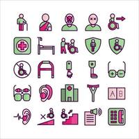 Disability icon set vector flat line for website, mobile app, presentation, social media.