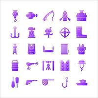Fishing icon set vector gradient for website, mobile app, presentation, social media.