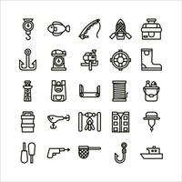 Fishing icon set vector line for website, mobile app, presentation, social media.