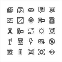 Photography icon set vector line for website, mobile app, presentation, social media.