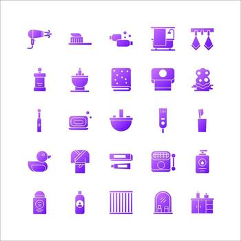 Bathroom icon set vector gradient for website, mobile app, presentation, social media.
