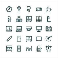 Bedroom icon set vector line for website, mobile app, presentation, social media.