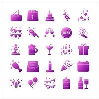 Celebration icon set vector gradient for website, mobile app, presentation, social media.