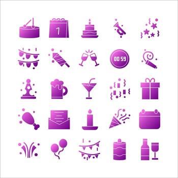 Celebration icon set vector gradient for website, mobile app, presentation, social media.