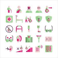 Disability icon set vector flat for website, mobile app, presentation, social media.