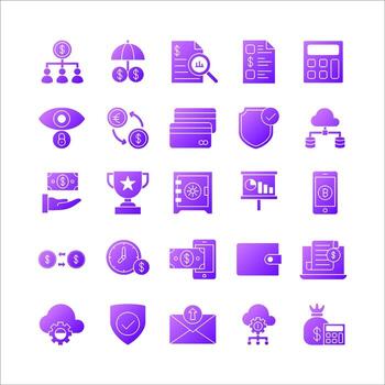 conjunto de iconos fintech gradiente vectorial para sitio web, aplicación móvil, presentación, redes sociales. vector