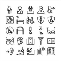 Disability icon set vector line for website, mobile app, presentation, social media.