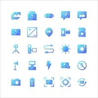 Photography icon set vector gradient for website, mobile app, presentation, social media.