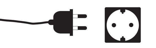 Electric socket with a plug. Concept of 404 error connection. Electric plug icon and outlet socket unplugged. cable of energy disconnect vector