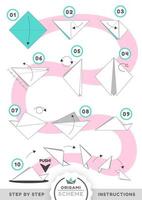 esquema de origami tutorial modelo en movimiento