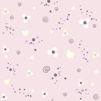 White flowers, yellow hearts on the pink seamless pattern vector