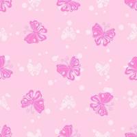 Pink butterfly white ink drops vector seamless pattern