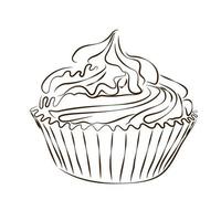 Hand drawn cupcake sketch isolated on white vector