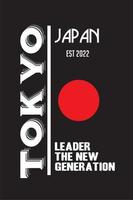 Poster design with the words Tokyo Japan and the leader of the New Generation on a black background vector