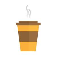 Vector illustration, flat design. Paper cup isolated on background. Hot coffee