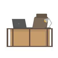 Office desk or table with office chair and computer. Business interior elements vector