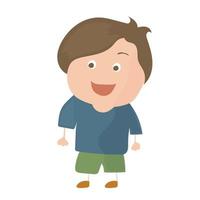 Vector cartoon funny little boy isolated on white background.