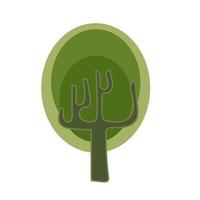 Icon of tree with green leaf crown in summer season, cartoon vector