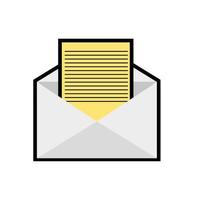 Open envelope with document. Simple icon on a white background vector