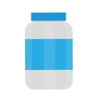 Plastic jar for pills. Empty container, bottle, vector icon isolated on white