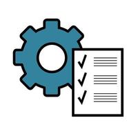 Clipboard with gear icon. Technical support check list isolated on white vector