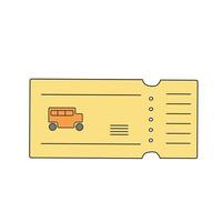 Vector bus ticket in yellow colors. Cartoon flat art style
