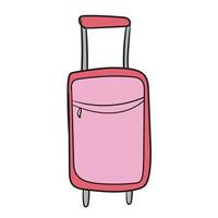 Suitcase for traveling on wheels. In a cartoon style. On white background vector