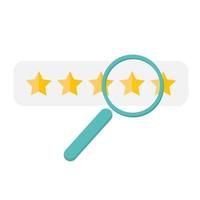 Vector image - magnifying glass and rating stars icon, search by rating