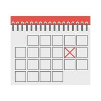 Icon of flip calendar page with crossed date. Icon on white background vector