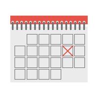 Icon of flip calendar page with crossed date. Icon on white background vector