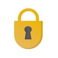 Close lock flat icon. Silhouette lock. Yellow lock isolated on white background vector