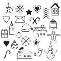 iconos navideños planos, elemento para patrones, tarjetas, pegatinas de aplicaciones, fondo vectorial vector