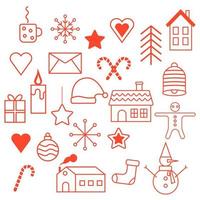 Flat Christmas icons, element for patterns, cards, apps stickers, vector background