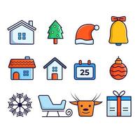 Flat Christmas icons, element for patterns, cards, apps stickers, vector background